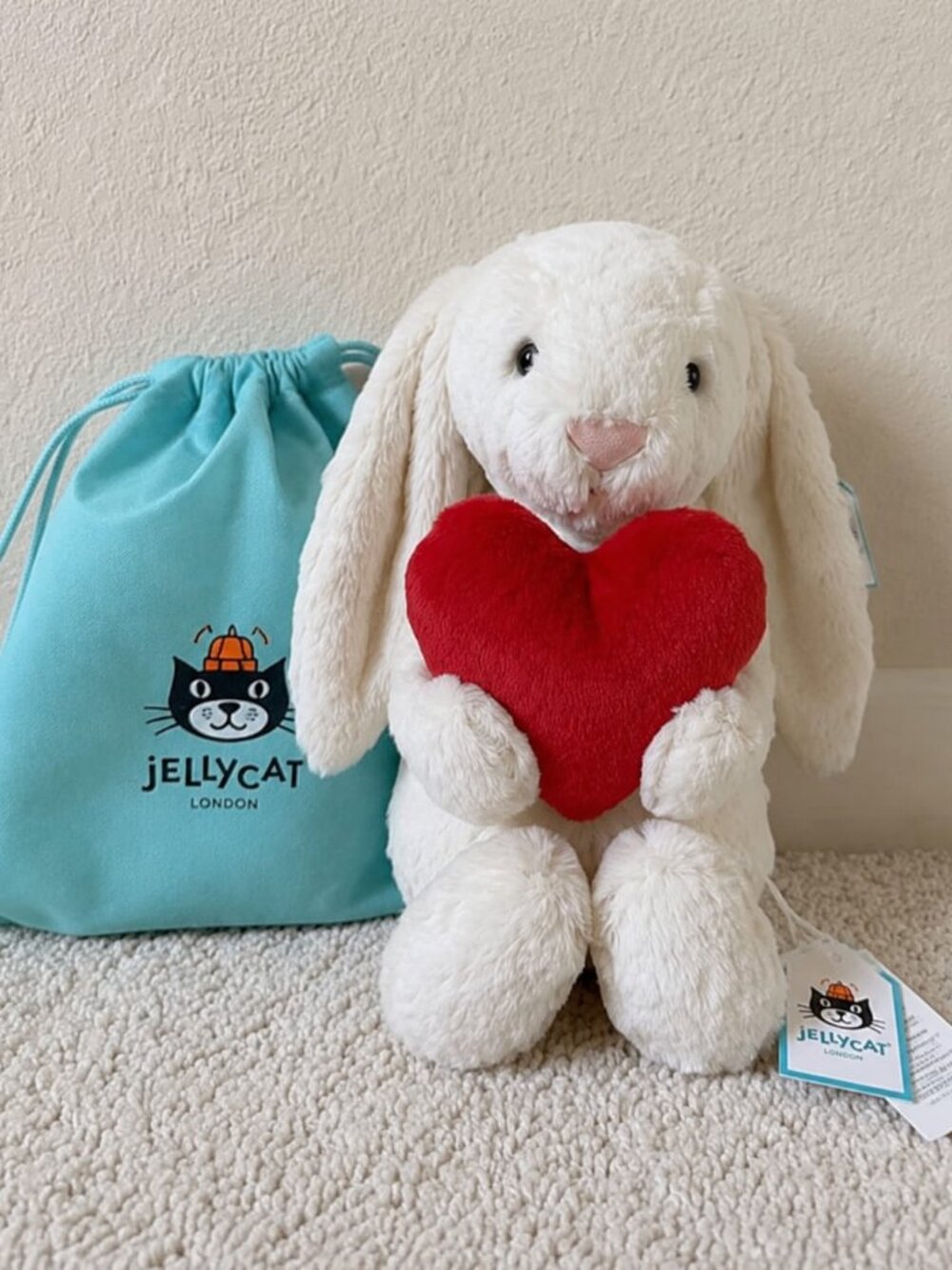 Jellycat Bashful Red Love Heart Bunny Plush Stuffed Animal Toy Valentine NEW NWT